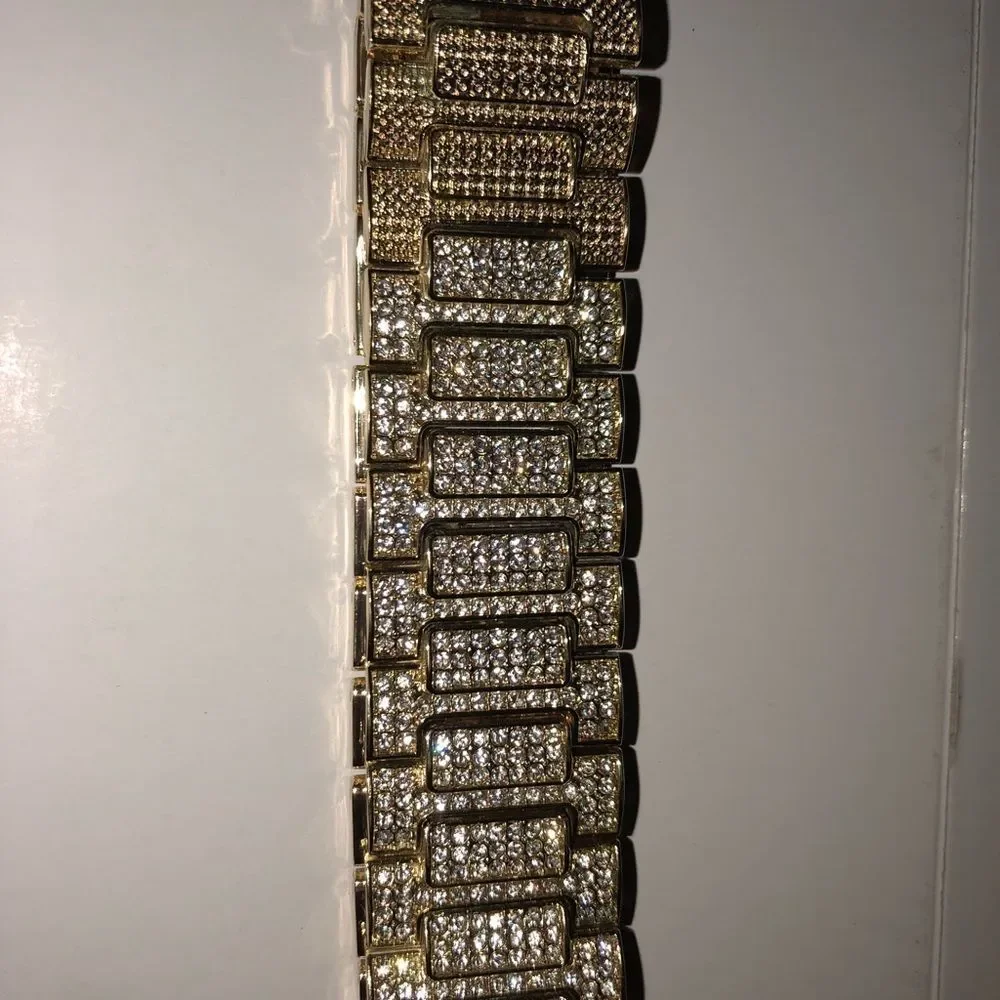 New ICED OUT Micro Pave 14K Gold Mens Bracelet - Picture 4 of 4